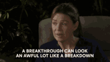 station19 meredith grey a breakthrough can look an awful lot like a breakdown breakdown