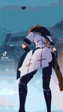 a video of albedo from genshin impact is being uploaded to tiktok