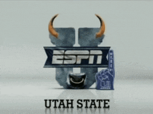 a blurred image of the espn logo with utah state written below it