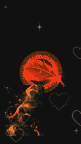 a woman in a witch costume is surrounded by hearts and a fireball