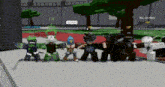 a group of roblox characters are standing next to each other in a video game