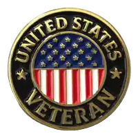 a united states veteran pin with an american flag