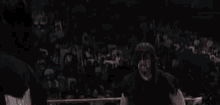 a group of people are fighting in a boxing ring .
