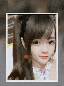 a picture of a girl with pigtails and a necklace
