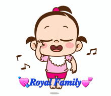 a cartoon of a little girl singing with the words royal family written below her