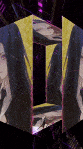 a cube with a picture of a girl in a suit and tie