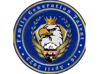 a family generation talent logo with a bald eagle in the center