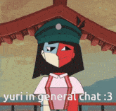 a picture of a cartoon character with the caption yuri in general chat : 3