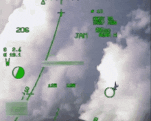 a screen shows a plane flying over a cloudy sky and says jam on it