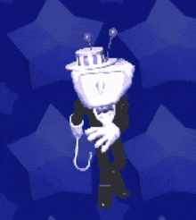 a cartoon character in a tuxedo holding a cane