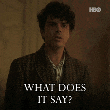 a man in a robe with the words what does it say below him