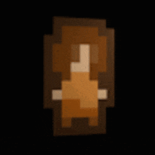 a pixel art drawing of a person with a white l on their face