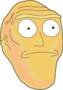 a cartoon drawing of rick from rick and morty with a angry face .