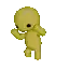 a pixel art drawing of a baby standing on its hind legs on a white background .