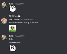 a screenshot of a chat with ezra today at 19:15