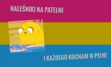 a cartoon of a dog cooking in a pan with the words nalesniki na patelni on the bottom