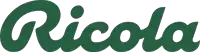 a green and white logo for ricola is against a white background
