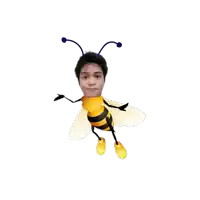 a cartoon bee with a man 's face on its head