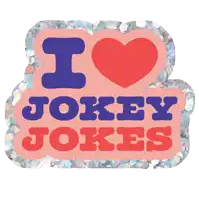 a sticker that says i love jokey jokes on it