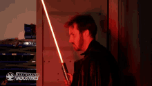 stare the hacksmith real burning lightsaber look serious