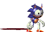 a pixel art of a sonic the hedgehog walking on a white background .