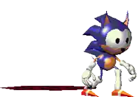 a pixel art of a sonic the hedgehog walking on a white background .
