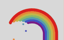 a drawing of a rainbow with polka dots on a white background