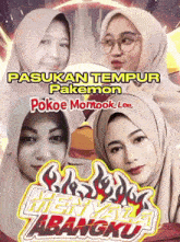 a poster for pasukan tempur pokemon features three women