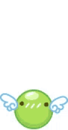a green cartoon character with wings and red hearts on a white background .