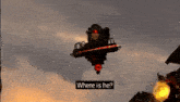 a person riding a roller coaster in the sky
