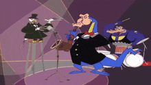 a cartoon of a man in a top hat playing a saxophone