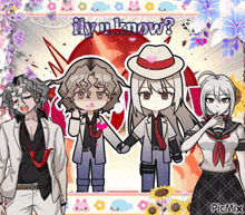 a group of anime characters standing next to each other with the words ' i 'll you know ? ' on the bottom
