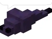 a 3d rendering of a purple block with a black head