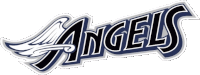 a logo for the angels baseball team has a white background