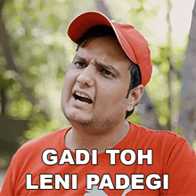 a man wearing a red hat and a red shirt says gandi toh leni padeg
