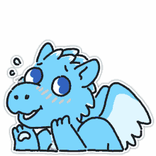 pyonium cute dragon blue dragon blushed