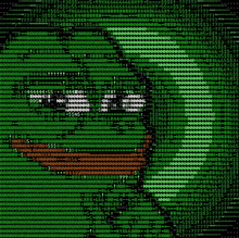 a computer screen shows a picture of a man 's face made up of green numbers .