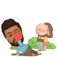 a cartoon of a man kissing a woman with a heart above them