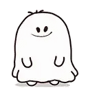a black and white drawing of a ghost with a smiley face .