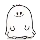 a black and white drawing of a ghost with a smiley face .