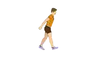 a cartoon drawing of a man wearing shorts and a shirt that says ' monkey ' on it