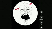 a black and white drawing of a person in a circle with a thumbs up and dislike button
