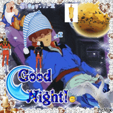 a picture of a boy sleeping with the words good night written on it