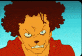 a close up of a cartoon character 's face with an angry look on it