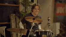 Playing Drums Boy In Space GIF - Playing Drums Boy In Space Robin Lundbäck GIFs