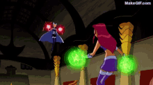 Starfire Blackfire GIF - Starfire Blackfire Starfire Fighting With Laser GIFs