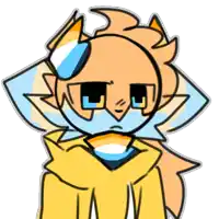 a drawing of a person with a yellow hoodie on