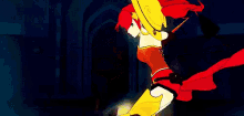 two cartoon characters are fighting each other with a red light behind them