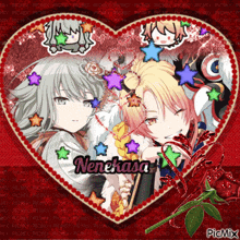 a picture of two anime girls with the name nenekasa