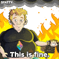 a cartoon of a fat man with the words " this is fine "